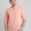 Trendy Cotton Orange Roll up Sleeve Men Shirts