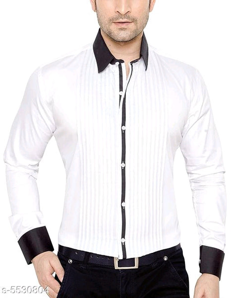 Elegant Cotton White Men Shirts