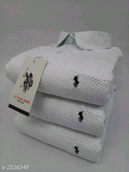 Ethnic White Polka Dot Mens Shirts