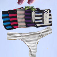 Peanuts Striped Print Thong Panties Pk-5