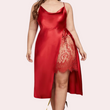 Plus Size Lace Trim Sleep Dress with Cowl Neck