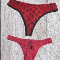 Seductive Soft Red And Pink Thong Panties Set Of 2