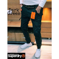 Trendy Green Cotton Strechable Cargo Pants-30