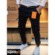 Trendy Black Cotton Strechable Cargo Pants-30