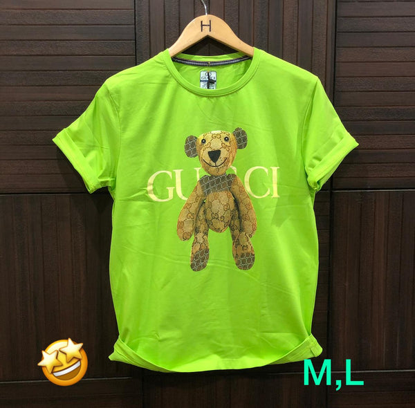 Green Teddy Printed Round Neck TShirt