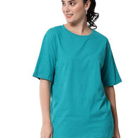 Blue Women's Casual Oversized Round Neck Tshirt