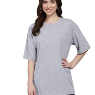 Classy Grey Casual Oversized Round Neck Tshirt