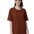 Classic Brown Casual Oversized Round Neck Tshirt