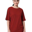 Stylish Maroon Casual Oversized Round Neck Tshirt