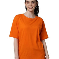 Orange Casual Oversized Round Neck Tshirt