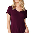 Stylish Wine V-Neck Cotton Tshirt