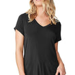 Classy Black V-Neck Cotton Women Tshirt