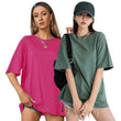 Pack Of 2 Women's Casual Round Neck Oversized T-Shirt