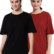 Multi Women Cotton Half Sleeve Oversized T-Shirts Pack 2