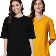 Multi Set 2 Women Cotton Half Sleeve Oversized T-Shirts