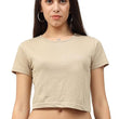 Women Plain Light Brown Crop Top