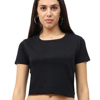 Women Plain Black Crop Top