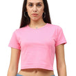 Women Plain Light Pink Crop Top