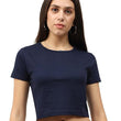 Women Plain Navy Blue Crop Top