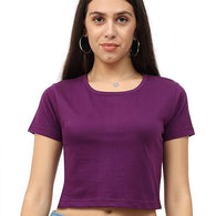 Women Plain Purple Crop Top