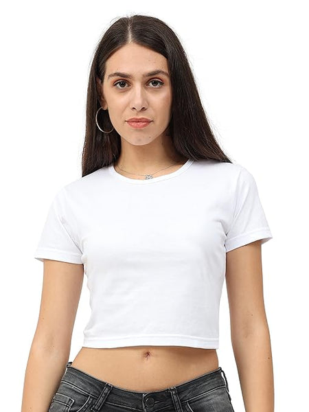 Women Plain White Crop Top