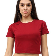 Women Plain Maroon Crop Top