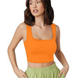 Women Square Neck Orange Tank Tops