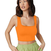 Women Square Neck Orange Tank Tops