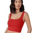 Women Square Neck Red Tank Tops