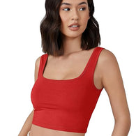 Women Square Neck Red Tank Tops