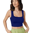 Women Square Neck Royal Blue Tank Tops