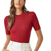 Women Plain High Neck Maroon Tops