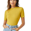 Women Plain High Neck Mustard Tops