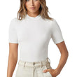 Women Plain High Neck White Tops