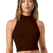 Women Brown Slim Fit Crop Tank Top