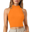 Women Orange Slim Fit Crop Tank Top