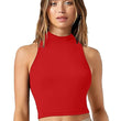 Women Red Slim Fit Crop Tank Top