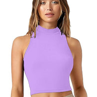 Women Lavender Slim Fit Crop Tank Top