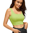 Women & Girls Ribbed Light Green Crop Tank Top