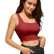 Women & Girls Ribbed Maroon Crop Tank Top