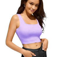 Women & Girls Ribbed Lavender Crop Tank Top