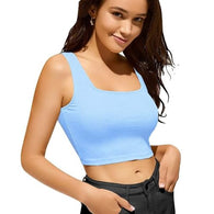 Women & Girls Ribbed Blue Crop Tank Top