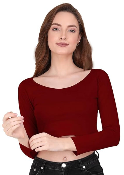 Women Solid Slim Fit Red Crop Top