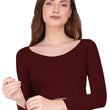 Women Solid Slim Fit Maroon Crop Top