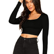 Women Solid Slim Fit Black Crop Top