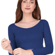 Women Solid Slim Fit Blue Crop Top