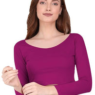 Women Solid Slim Fit Rani Pink Crop Top