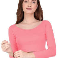 Women Solid Slim Fit Baby Pink Crop Top