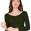 Women Solid Slim Fit Green Crop Top