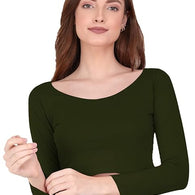 Women Solid Slim Fit Green Crop Top